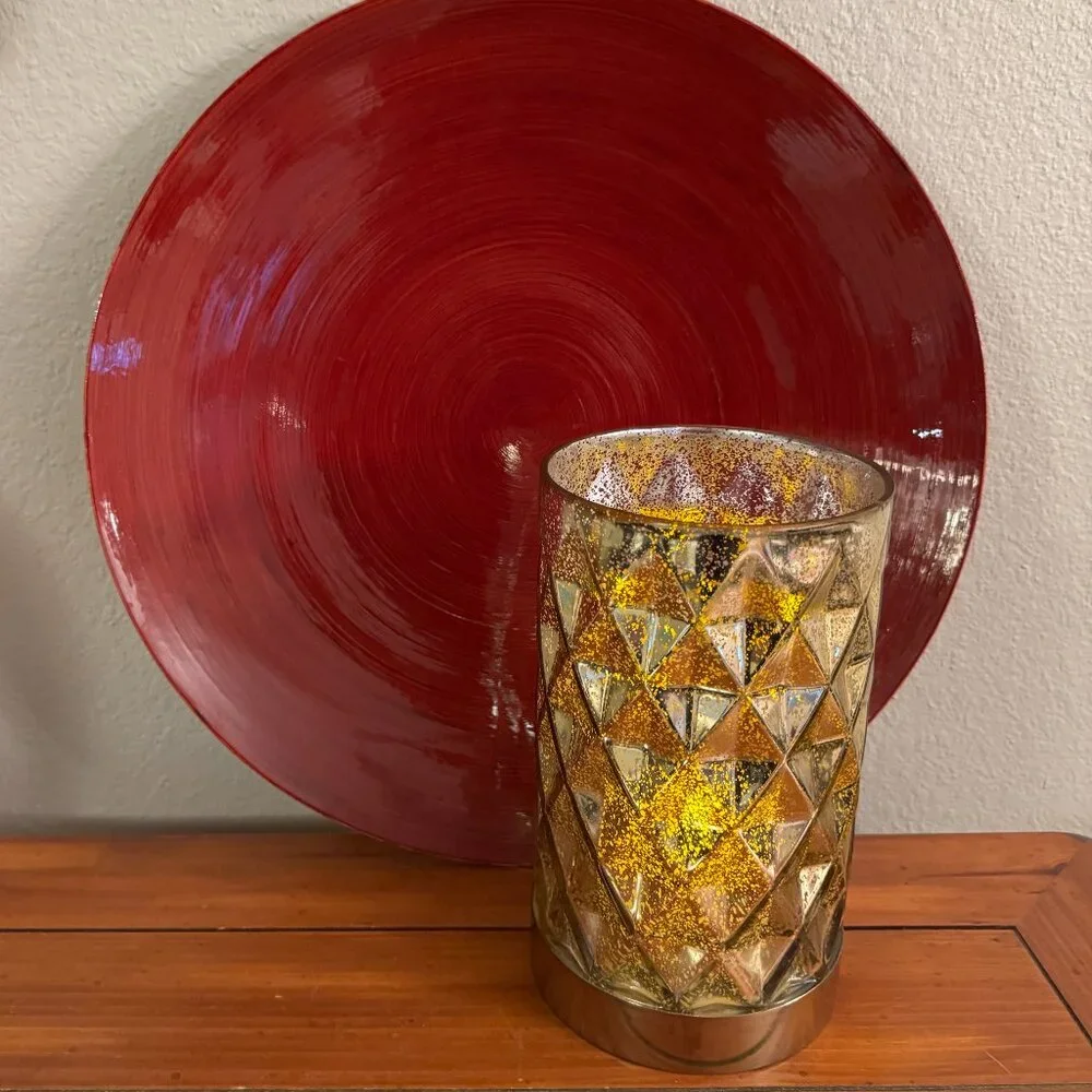 Deep Red Wood Plate - for Decor